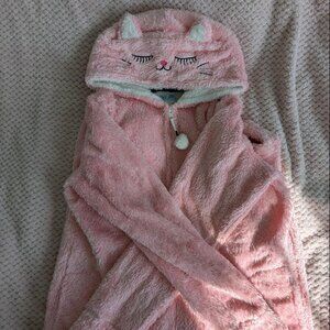 Pink fuzzy cat onesie adult L